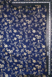 Gold Floral Foil Work on Blue Alina Silk