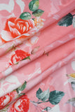 Peach Rose Pattern Digitally Printed on Makhmali Crepe