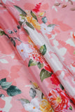 Peach Rose Pattern Digitally Printed on Makhmali Crepe