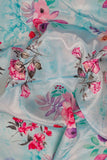 Pink and Blue Garlands Digitally Printed on Makhmali Crepe