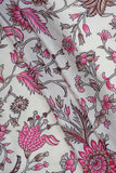 White and Pink Floral Branch Digitally Printed on Ananya Silk