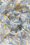 Blue and Yellow Chintz Pattern Digitally Printed on Ananya Silk