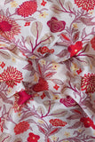 Red Floral Garden Digitally Printed on Ananya Silk