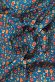 Red and Yellow Seamless Floral Pattern Digitally Printed on Charmie Satin