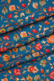 Red and Yellow Seamless Floral Pattern Digitally Printed on Charmie Satin