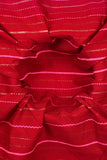 Alternating Stripes Printed on Red Cotton Fabric