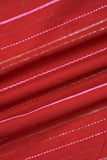 Alternating Stripes Printed on Red Cotton Fabric