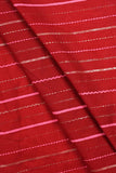 Alternating Stripes Printed on Red Cotton Fabric