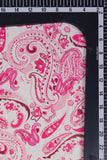 Pink and White Paisley Pattern Digitally Printed on Ananya Silk