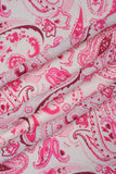 Pink and White Paisley Pattern Digitally Printed on Ananya Silk