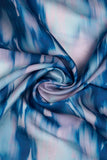 Blue Tie and Dye Pattern Digitally Printed on Charmie Satin