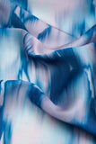 Blue Tie and Dye Pattern Digitally Printed on Charmie Satin