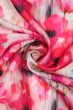 Pink Floral Abstract Pattern Digitally Printed on Charmie Satin