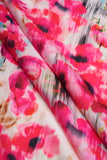 Pink Floral Abstract Pattern Digitally Printed on Charmie Satin