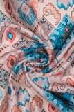 Turquoise Vintage Pattern Digitally Printed on Charmie Satin