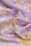 Orange-Purple Floral Vine Digitally Printed on Charmie Satin