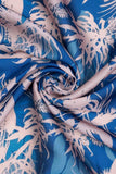 Elegant Blue and White Plantation Digitally Printed on Charmie Satin