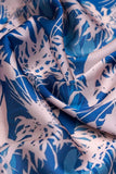 Elegant Blue and White Plantation Digitally Printed on Charmie Satin