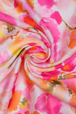 Abstract Floral Pattern Digitally Printed on Charmie Satin