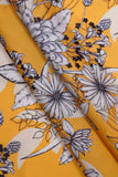 Sunny Yellow Garden Digitally Printed on Charmie Satin