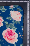 Navy Blue and Pink Rose Pattern Digitally Printed on Ananya Silk