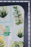 Tropical Green Palm Leaves Digitally Printed on Ananya Silk