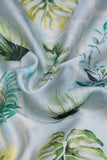 Tropical Green Palm Leaves Digitally Printed on Ananya Silk