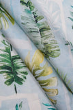 Tropical Green Palm Leaves Digitally Printed on Ananya Silk