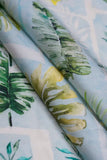 Tropical Green Palm Leaves Digitally Printed on Ananya Silk