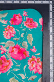 Teal Floral Garden Digitally Printed on Ananya Silk