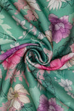 Pink and Green Floral Pattern Digitally Printed on Ananya Silk