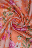 Orange Floral Vine DIgitally Printed on Kiana Silk