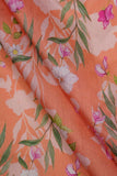 Orange Floral Vine DIgitally Printed on Kiana Silk