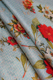 Chic Blue and Red Floral Petals Digitally Printed on Kiana Silk