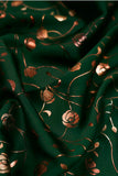 Rose-Plant Vine Foil Printed on Charmie Satin