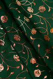 Rose-Plant Vine Foil Printed on Charmie Satin