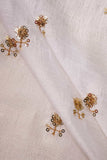 Golden Floral Embroidery on Bone White Alina Silk