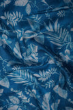 Wild Leaves Digitally Printed on Blue Kiana Silk