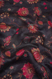 Black and Magenta Blossoms Digitally Printed on Kiana Silk