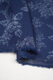 Silver Floral Pattern Embossed on Navy Blue Color Yesha Silk - saraaha.com - Casual, dresses and more, Festive, gowns, indo western, kurtas, Screen Print Foil Work, SILK, skirts, Suits, tops, Yesha Silk