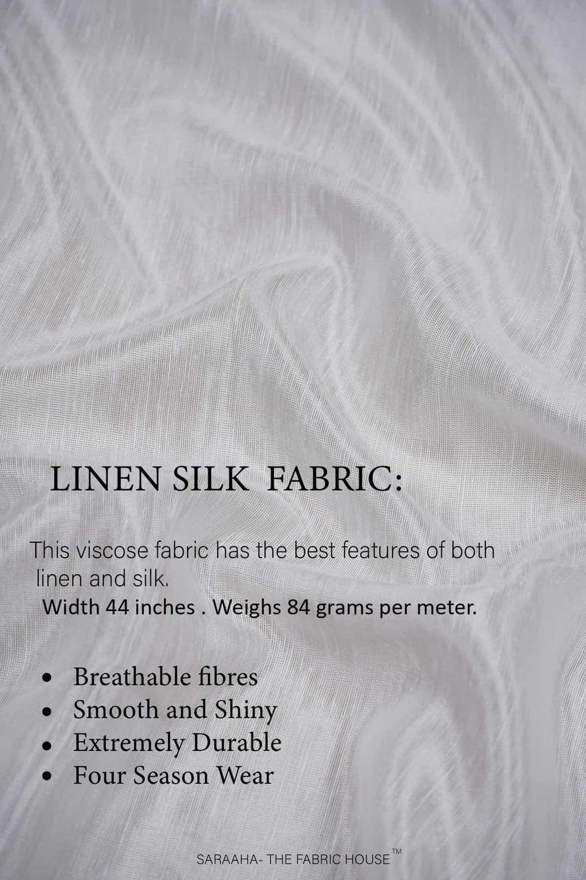 Plain White Dyeable Linen Silk Viscose Base 84 GLM - saraaha.com - Bottoms, breathable, casual and formal, Casual And Formal wear, Dyeable white, home decor, kurtas, Kurtis, Linen Silk, mean wear, RFD, shiny, Shirts, soft, women wear