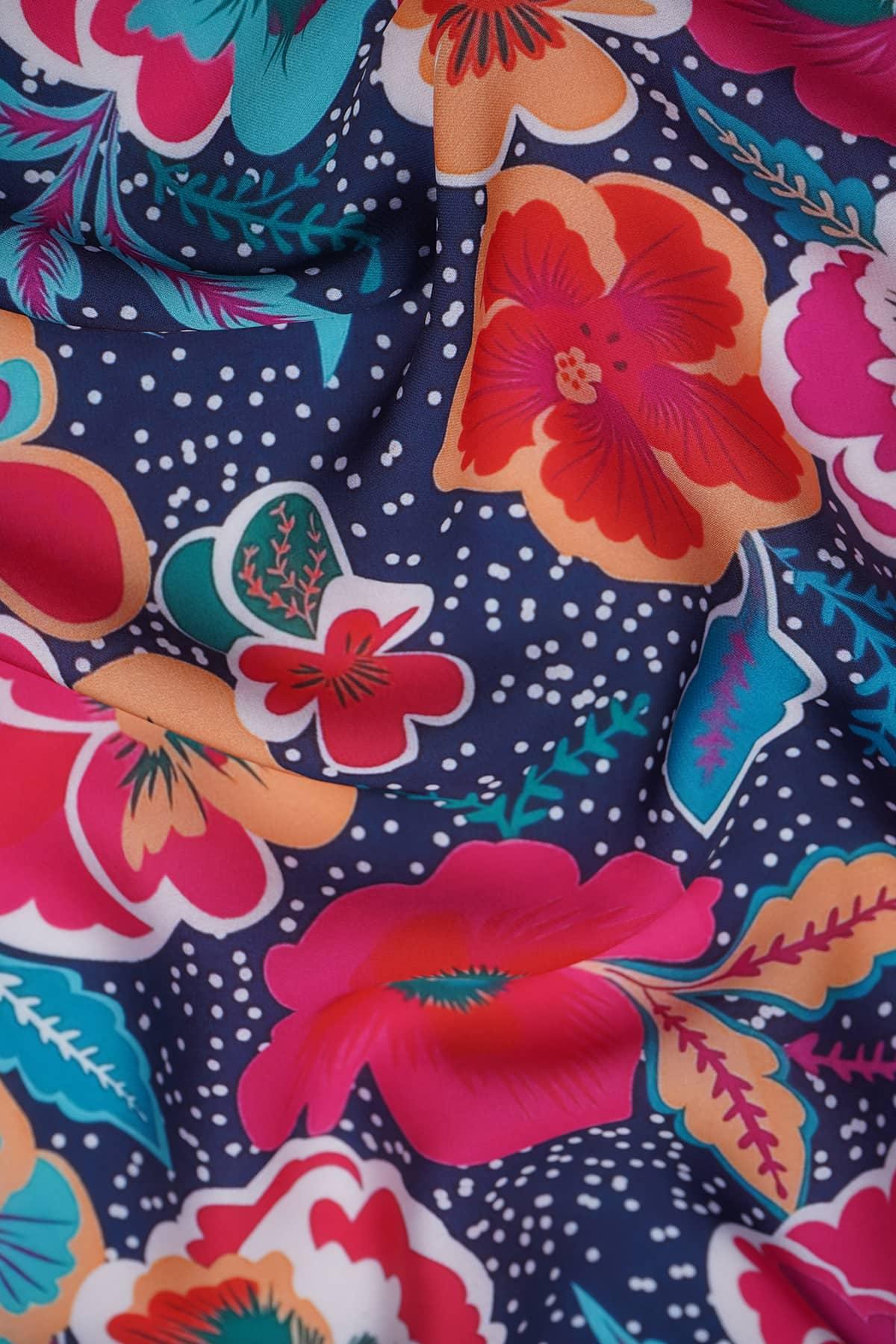 Aesthetic Floral Pattern Digitally Printed on Charmie Satin - saraaha.com - accesories, Casual, Charmie Satin, Comfy Casual, comfy casuals, Digital Print, dresses and more, Formal, gowns, home decor, indo western, kurtas, sarees, Satin, Shirts, skirts, Suits, tops, trimmings