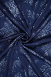 Silver Floral Pattern Embossed on Navy Blue Color Yesha Silk - saraaha.com - Casual, dresses and more, Festive, gowns, indo western, kurtas, Screen Print Foil Work, SILK, skirts, Suits, tops, Yesha Silk