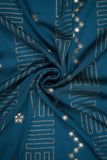 Geometric Zigzag & Floral Pattern Screen Printed on Charmie Satin - saraaha.com - accesories, blouses, Charmie Satin, dresses and more, Festive, gowns, indo western, kurtas, sarees, Satin, Screen Print Foil Work, skirts, Suits, tops, trimmings