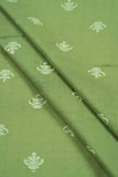 White Soft Shrub Motif Screen Printed on Cotton Fabric