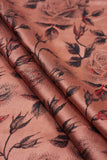 Red and Black Floral Branchwork Printed on Kiana Silk