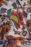 Orange and Purple Kalamkari Design Digitally Printed on Charmie Satin