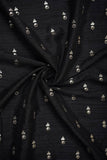 Screen Printing of Floral & Golden Motif Work on Black Colour Vaao Silk - saraaha.com - Dresses, Festive, Indo western Lehengas, Kurtas, Kurtis, Screen Print, SILK, Skirts, Suits, vaao silk