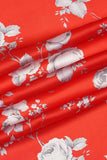 White Rose Pattern Digitally printed on Red Charmie Satin