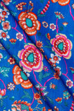 Prussian Blue Chintz Pattern Digitally Printed on Halley Silk